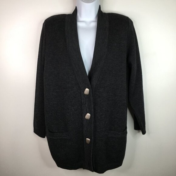 Premier Collection Petites Wool Gray Cardigan - Picture 1 of 8